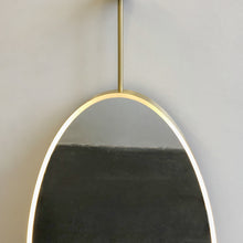 Ovalis™ Illuminated Ceiling Hanging Contemporary Oval Mirror with a Brass Frame, Customisable