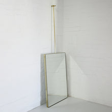 Ceiling Suspended Rectangular Bathroom Mirror with Brass Frame