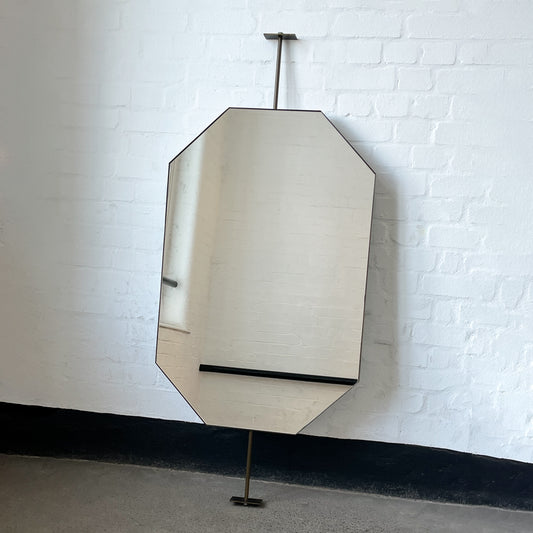 Contemporary Octagonal Floor to Ceiling Attached Mirror with a Bronze Patina Frame