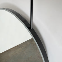Modern Orbis™ Illuminated Ceiling Suspended Round Mirror with Black Frame