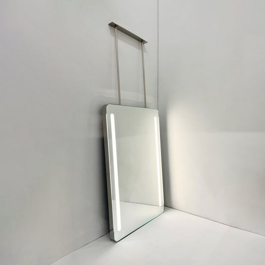 Ceiling Suspended Front Illuminated Rectangular Mirror with Stainless Steel Frame