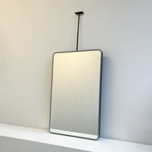 Ceiling Suspended Rectangular Mirror with Bronze Patina Full Frame and Front Illumination