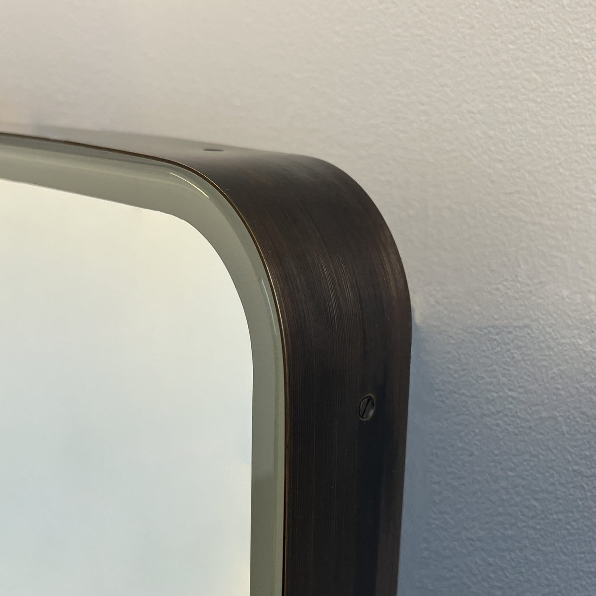 In Stock Ceiling-Suspended Quadris™ Rectangular Mirror with Bronze Patina Full Frame and Front Illumination