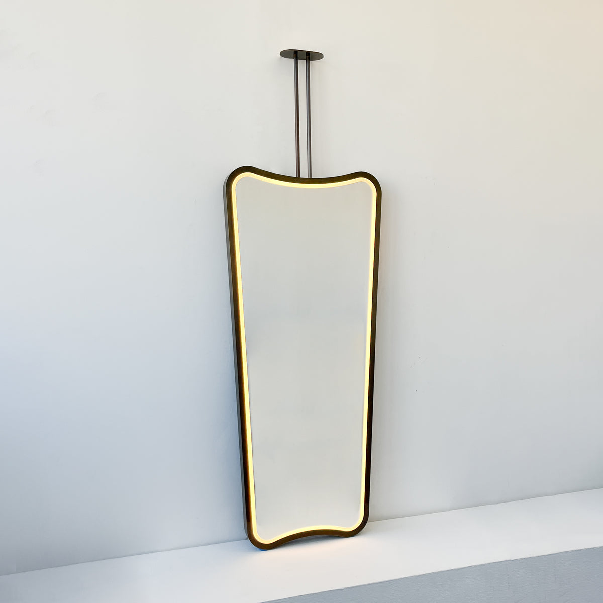 Mid century style Ceiling Hanging Illuminated Mirror