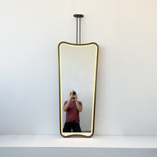 Vintage Inspired Ceiling Suspended Decorative Mirror with Bronze Patina Brass Frame