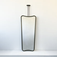 Vintage Inspired Ceiling Suspended Decorative Mirror with Bronze Patina Brass Frame