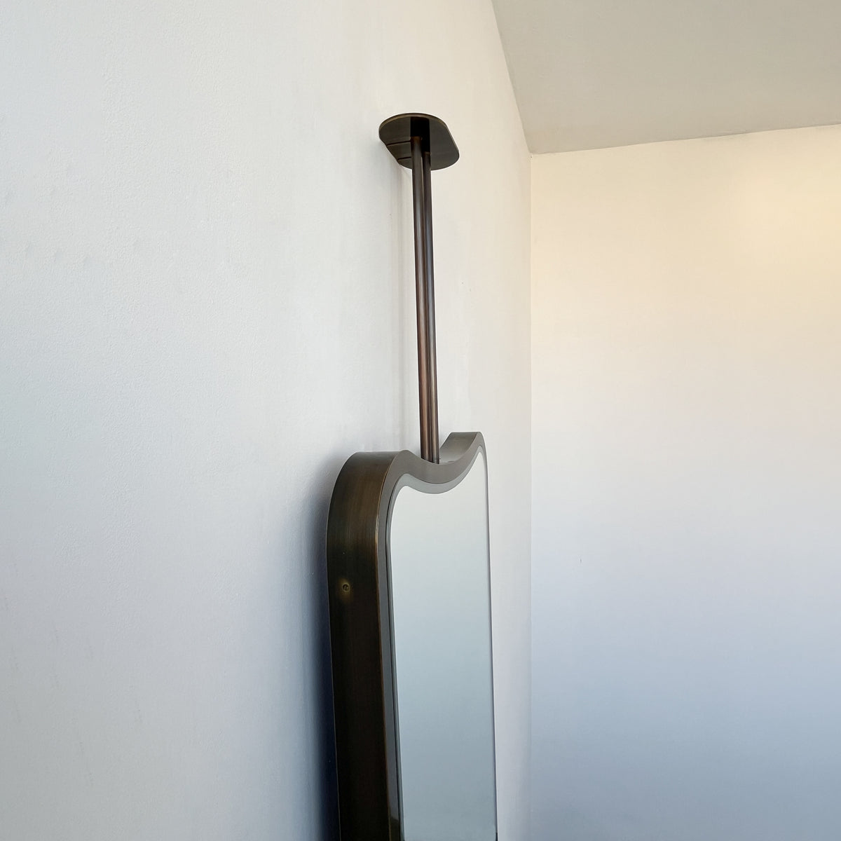 Vintage Inspired Ceiling Suspended Elongated Freeform Mirror with Illumination  - N. 2