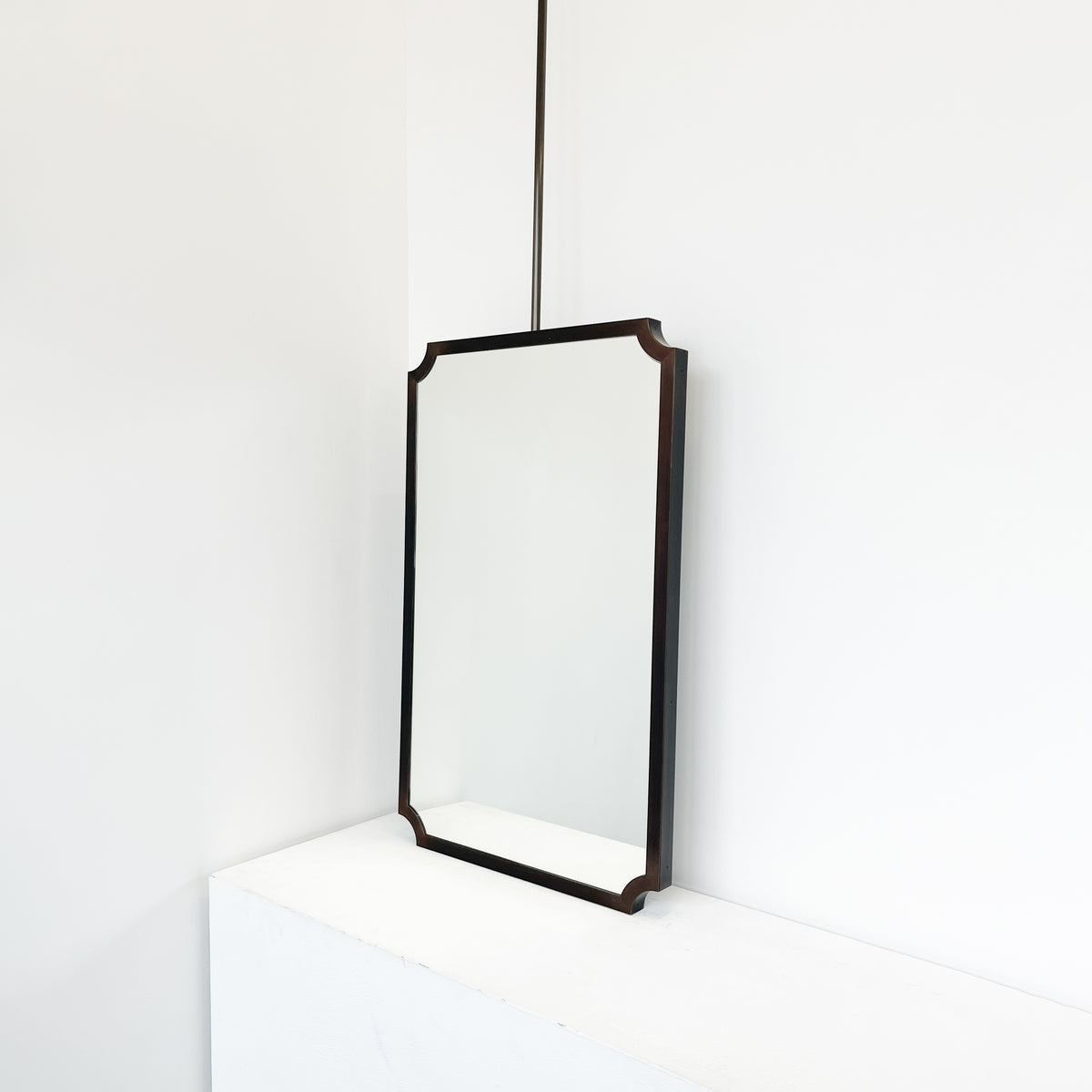 Ceiling Suspended Vintage N.8 Mirror with Bronze Patina Scalloped Frame