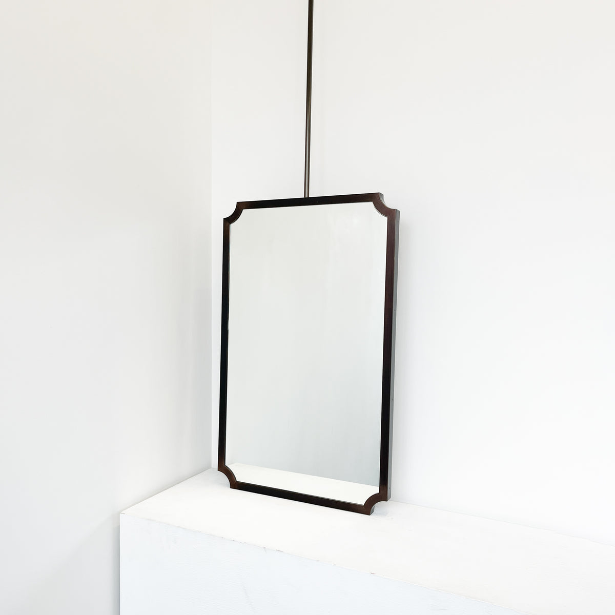 Ceiling Suspended Vintage N.8 Mirror with Bronze Patina Scalloped Frame