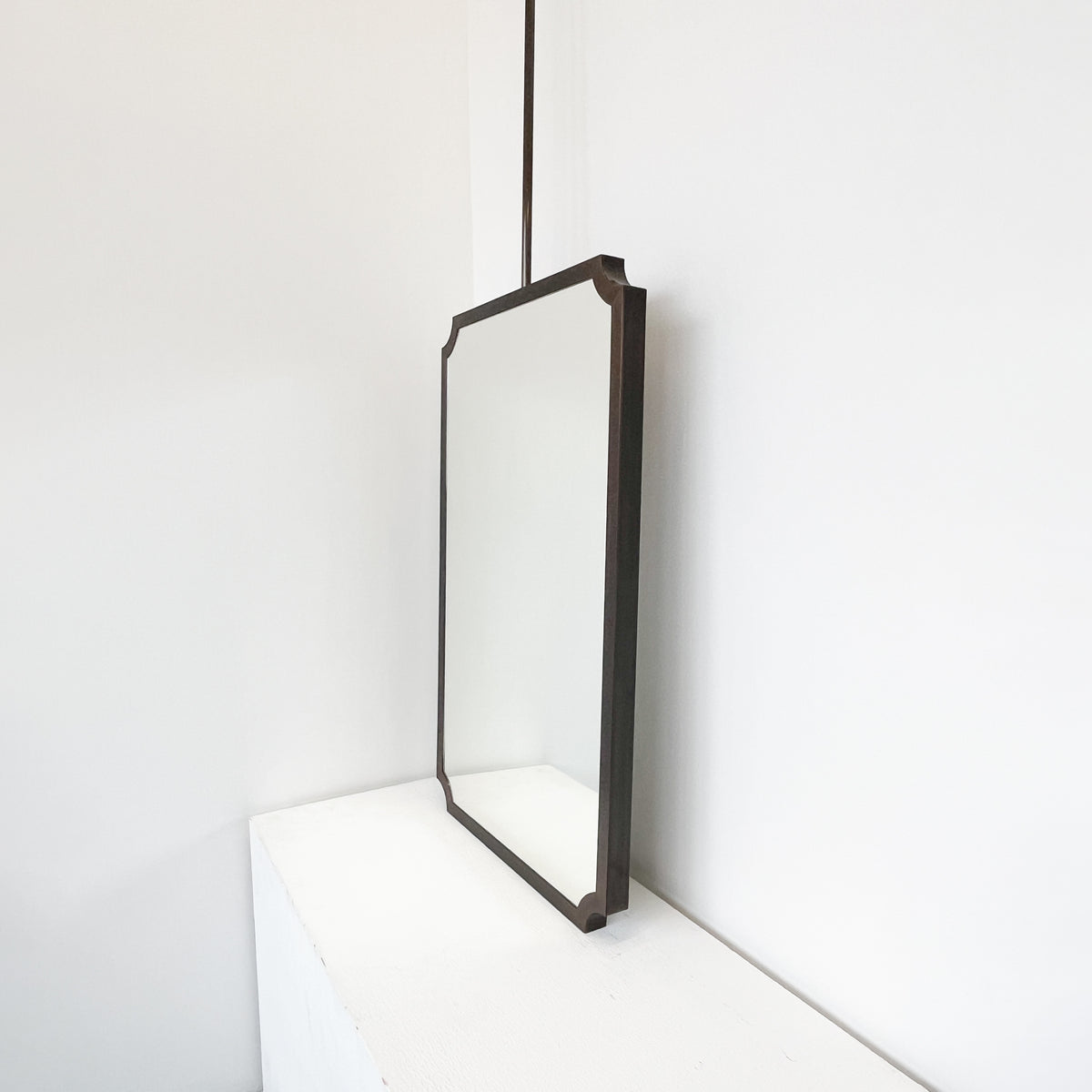 Ceiling Suspended Vintage N.8 Mirror with Bronze Patina Scalloped Frame