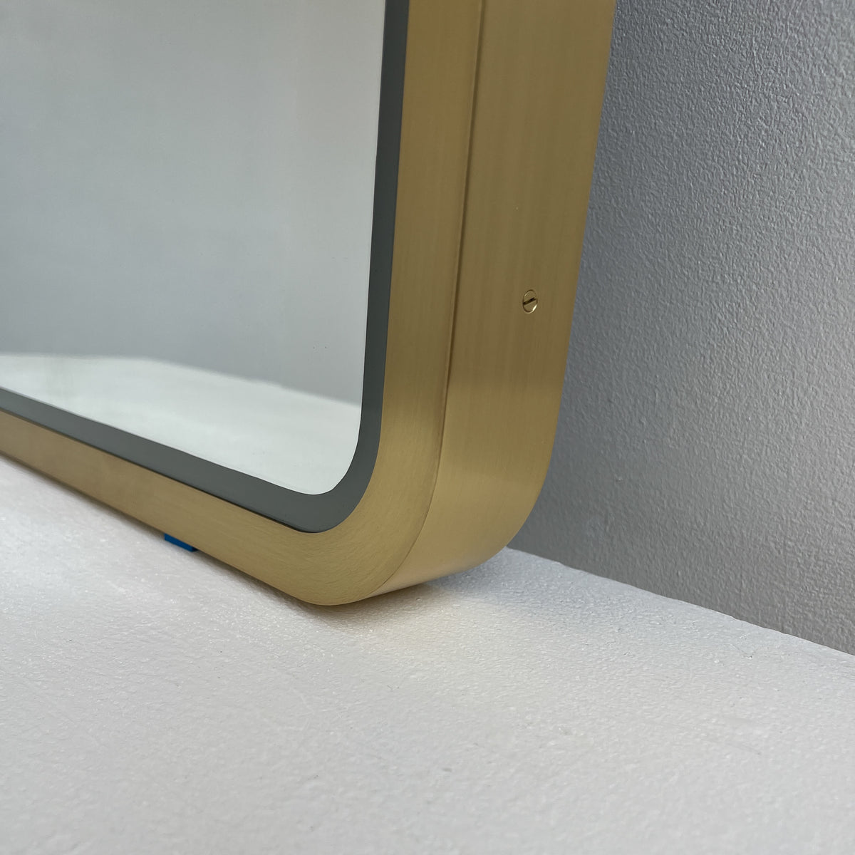 Vintage Inspired Ceiling Suspended Illuminated Mirror with Brass Frame