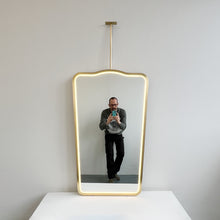 Vintage Inspired Ceiling Suspended Illuminated Mirror with Brass Frame