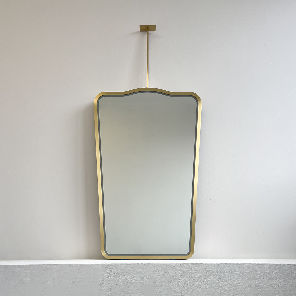 Vintage Inspired Ceiling Suspended Illuminated Mirror with Brass Frame