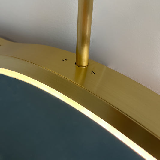Mid-century style Ceiling Suspended Illuminated Mirror with Brass Frame - Vintage N. 4