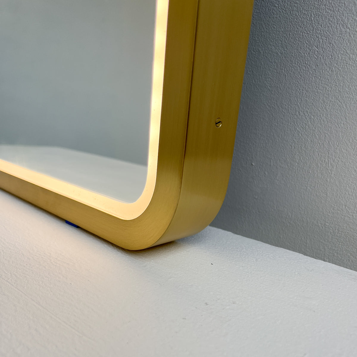 Vintage Inspired Ceiling Suspended Illuminated Mirror with Brass Frame