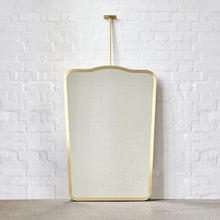 Mid-century Inspired Ceiling Suspended Mirror with Brass Frame - Vintage N.4