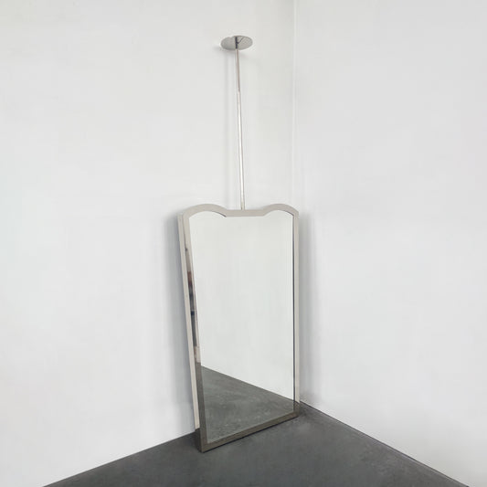 Mid-century style Ceiling Suspended Mirror with Nickel Plated Full Frame - Vintage N.1