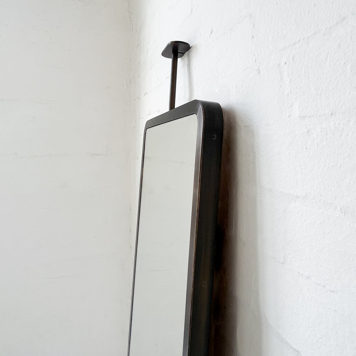 Decorative Ceiling-Suspended Quadris Rectangular Mirror with Bronze Patina Brass Frame
