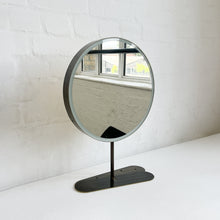 Contemporary Illuminated Orbis™ Countertop Round Mirror with Bronze Patina Frame