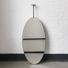 Ovalis™ Ceiling Suspended Pendant Mirror with a Modern Matte Black Frame