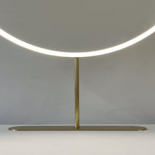 Set of Two Orbis™ Modern Countertop Round Illuminated Bathroom Mirrors with Brass Frame