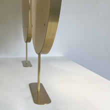 Set of Two Orbis™ Modern Countertop Round Illuminated Bathroom Mirrors with Brass Frame