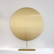 Set of Two Orbis™ Modern Countertop Round Illuminated Bathroom Mirrors with Brass Frame