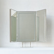 Illuminated Triptych Countertop Mirror with Minimalist Nickel Plated Frame