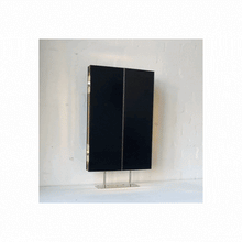 Illuminated Triptych Countertop Mirror with Minimalist Nickel Plated Frame