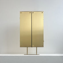 Illuminated Triptych Countertop Mirror with Brushed Brass Frame & Backing