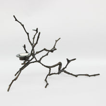 Bronze Cast Magnolia Twig Tealight Candle Holder With Dark Patina, Tall