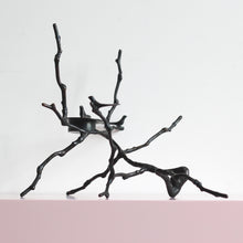Bronze Cast Magnolia Twig Tealight Candle Holder With Dark Patina, Tall