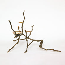 Bronze Cast Magnolia Twig Tealight Holder With Light Patina - Tall