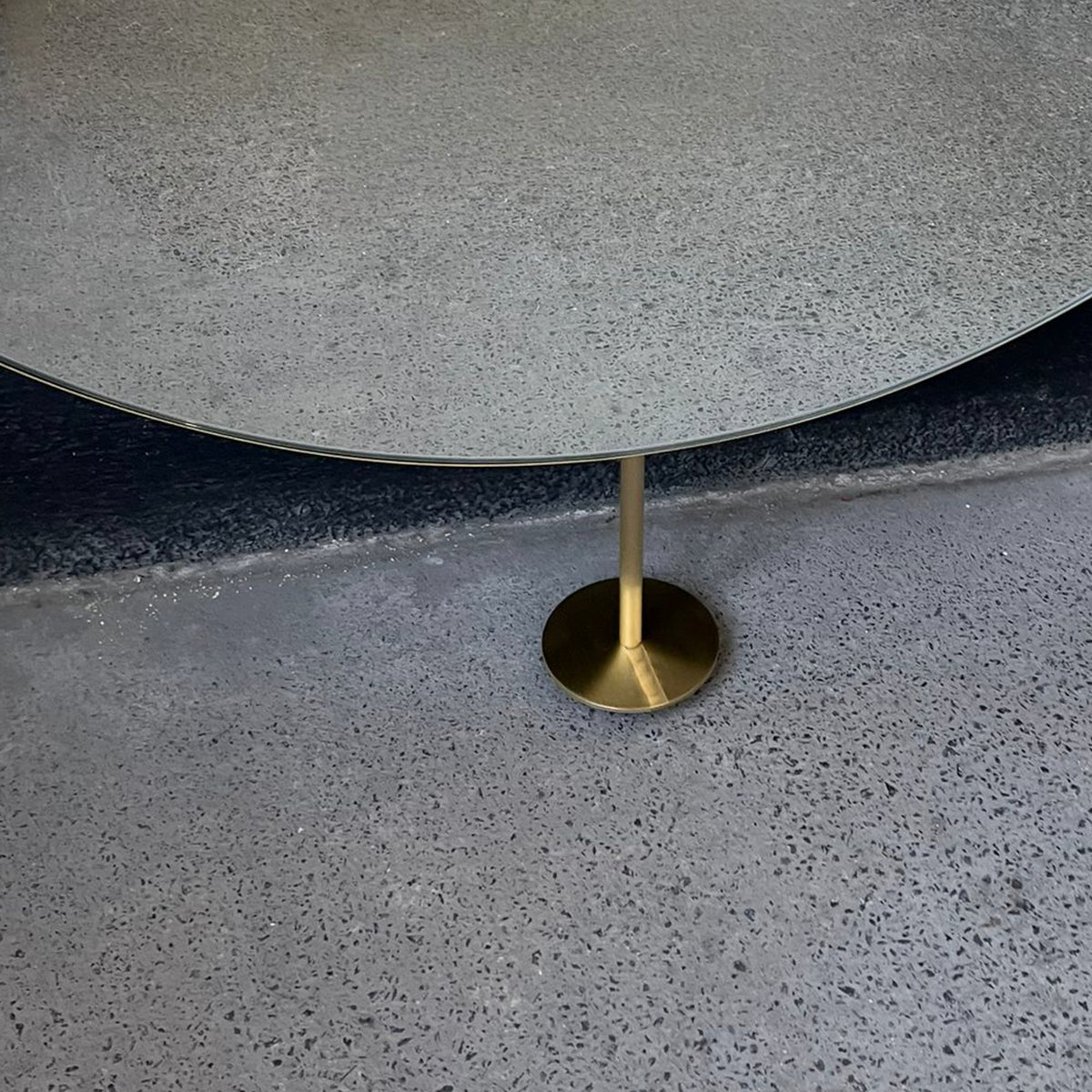 Orbis™ Countertop to Ceiling Round Mirror with Brass Frame