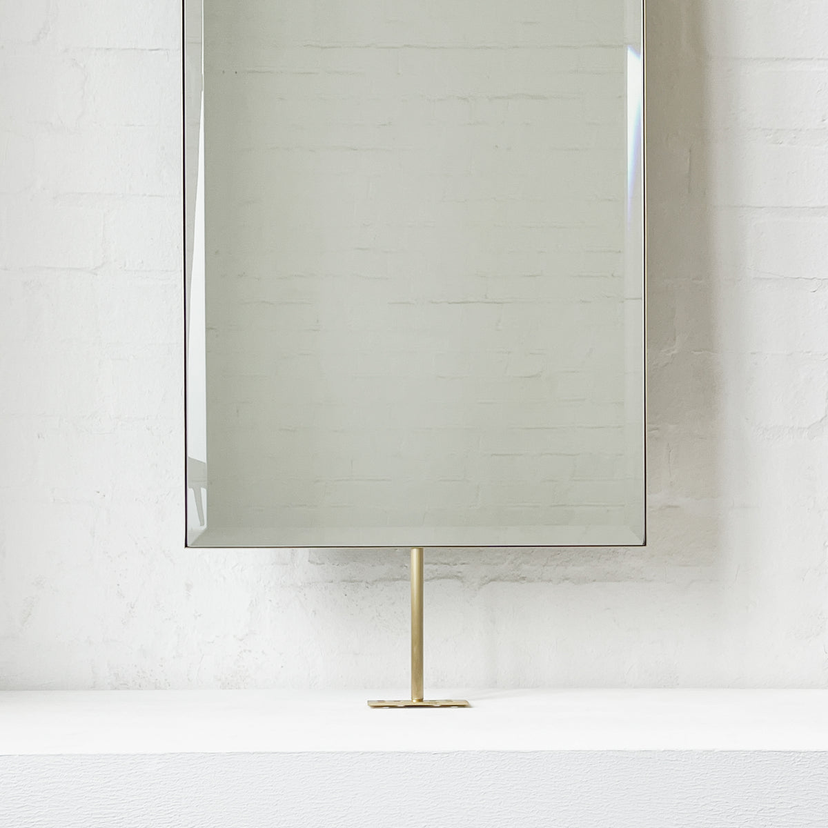 Quadris™ Countertop to Ceiling Rectangular Bevelled Mirror with Brass Frame