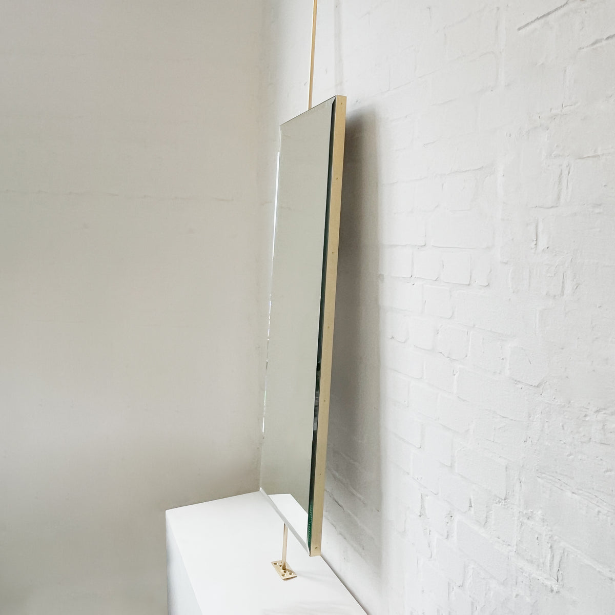 Quadris™ Countertop to Ceiling Rectangular Bevelled Mirror with Brass Frame
