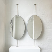 Contemporary Ovalis™ Countertop to Ceiling Attached Mirror with Nickel Plated Frame