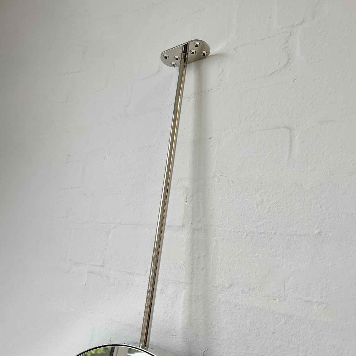 Contemporary Ovalis™ Countertop to Ceiling Attached Mirror with Nickel Plated Frame