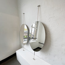 Contemporary Ovalis™ Countertop to Ceiling Attached Mirror with Nickel Plated Frame