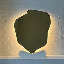 Contemporary Gold Tinted Freeform Illuminated Mirror with Brass Frame - D