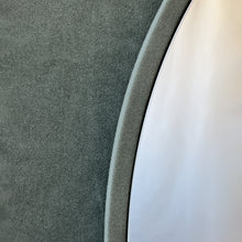 Freeform Irregular Mirror with Grey Suede Fabric Frame