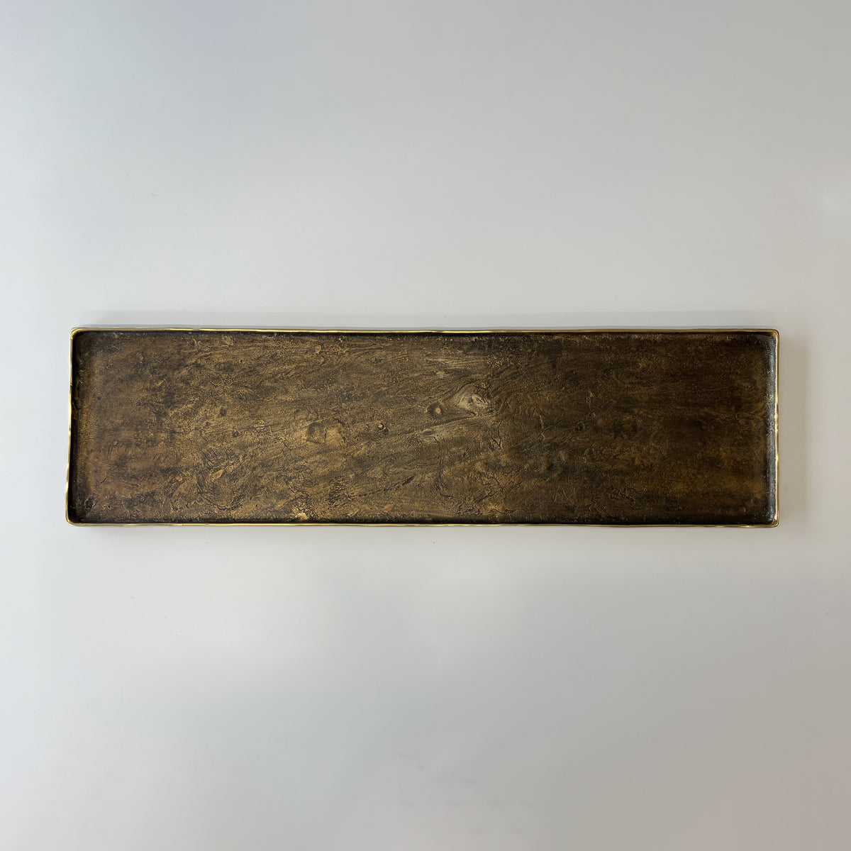 Large Handmade Cast Bronze Decorative Tray Inspired by Wabi-Sabi