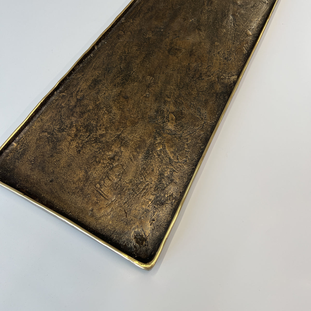 Large Handmade Cast Bronze Decorative Tray Inspired by Wabi-Sabi