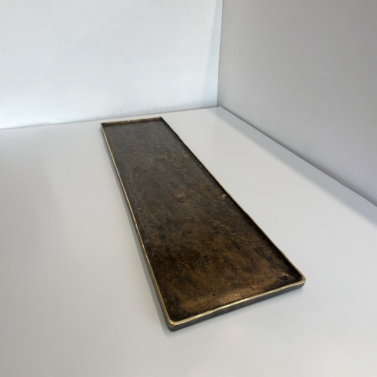 Large Handmade Cast Bronze Decorative Tray Inspired by Wabi-Sabi