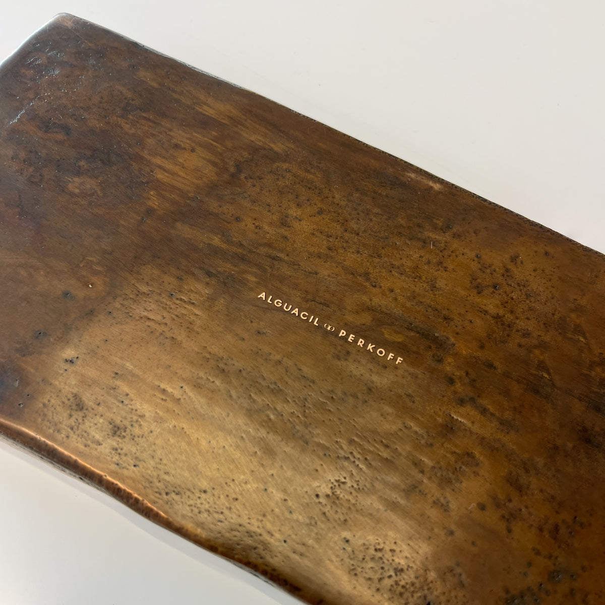 Small Hand-Cast Bronze Rectangular vide-poche Tray Inspired by Wabi-Sabi