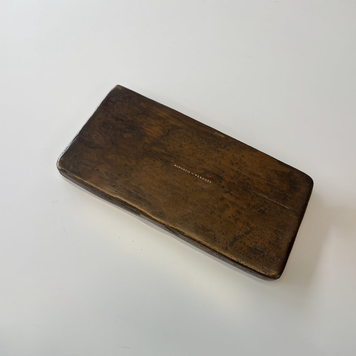 Small Hand-Cast Bronze Rectangular vide-poche Tray Inspired by Wabi-Sabi