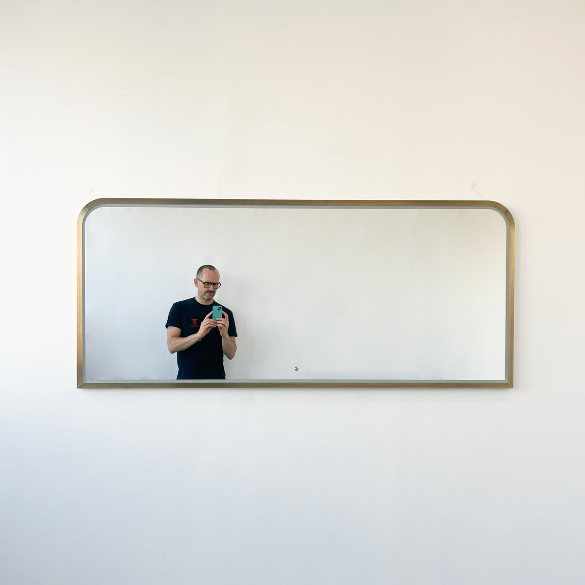 Decorative Oversized Illuminated Landscape Rectangular Mirror with Bronze Patina Frame