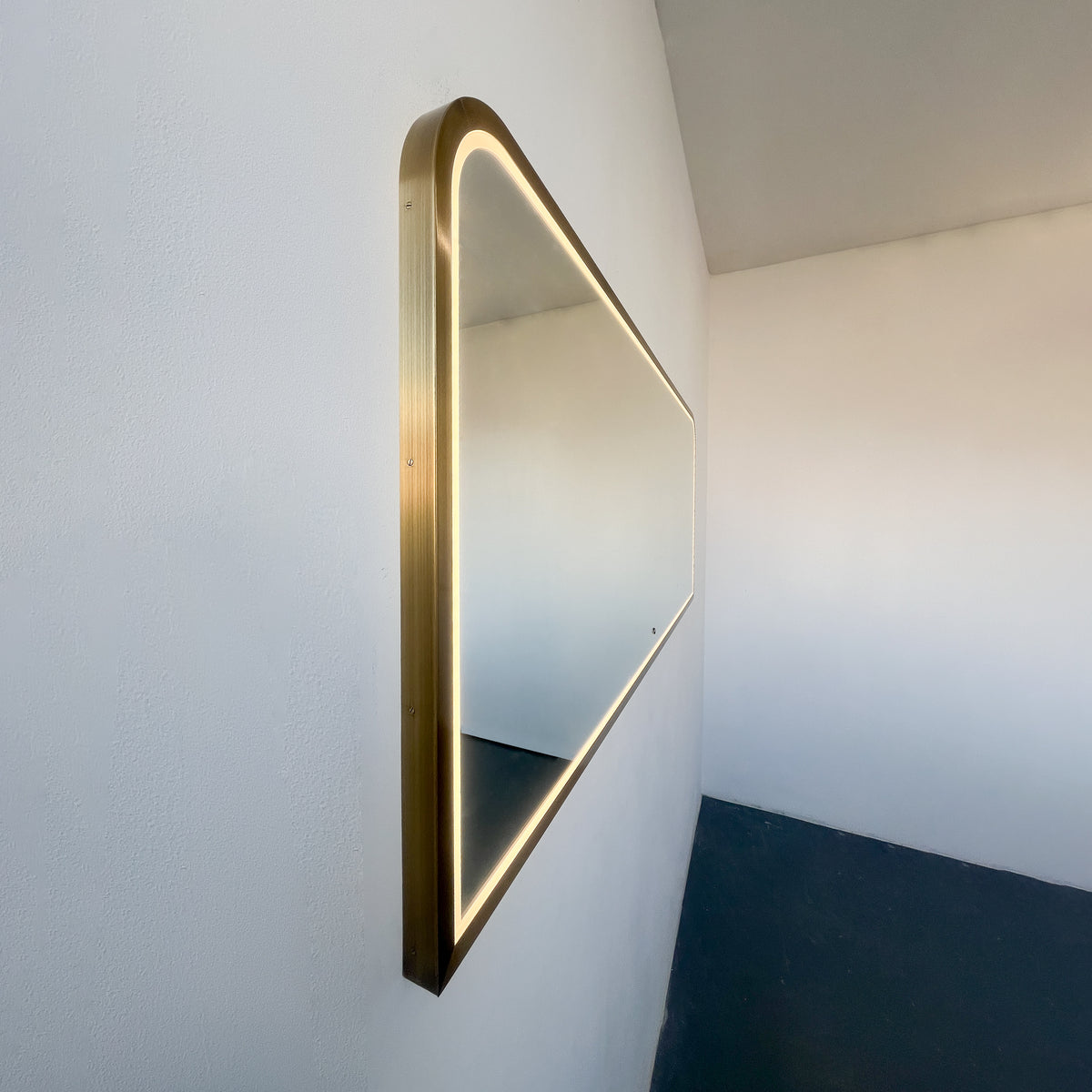 Decorative Oversized Illuminated Landscape Rectangular Mirror with Bronze Patina Frame