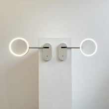 Illuminated Wall-Attached Magnifying Mirror with Brass Frame and Collapsible Arm