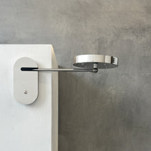 Illuminated Wall-Attached Magnifying Mirror with Brass Frame and Collapsible Arm